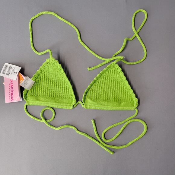 Cia Maritima Beachwear Bikini Womens Small Green Triangle Knit Top New - Picture 9 of 13